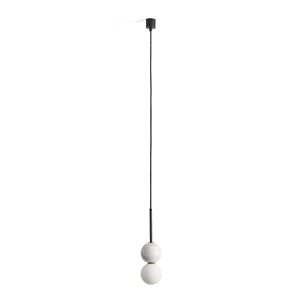 Dalt Pendant - Matt Black, White Marble
