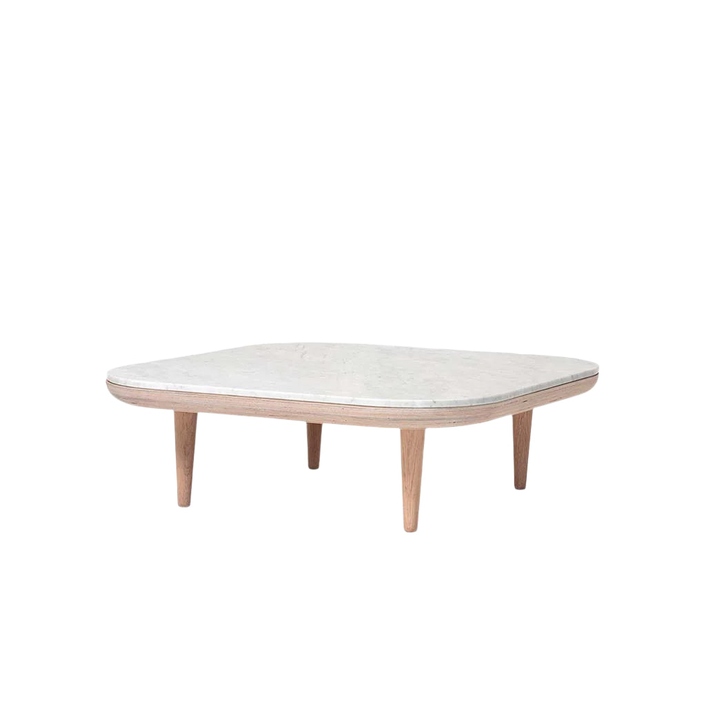 Fly Lounge Table SC4, Small - White Oiled Oak w. honed Bianco Carrara marble