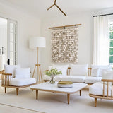 Fly Lounge Table SC11, Large - White Oiled Oak w. honed Bianco Carrara marble