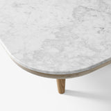 Fly Lounge Table SC4, Small - White Oiled Oak w. honed Bianco Carrara marble