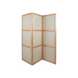 Frame Room Divider - Natural Oak - Linen - Three Panels