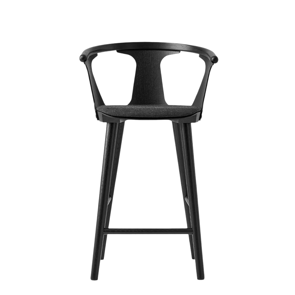 In Between SK8 Counter Stool - Black Laquered Oak, upholstered