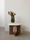 Androgyne Side Table, Ø50 - Walnut, Kunis Breccia sand