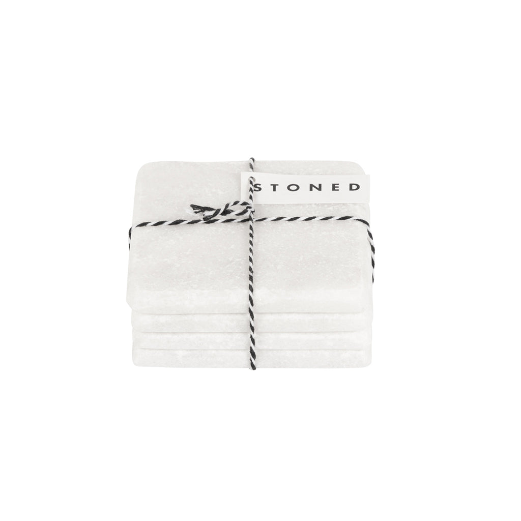 White Marble Square Coasters - Set of 4