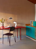 Two-Colour Rectangular Dining Table - Maroon red, Red