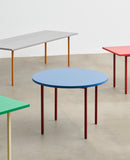 Two-Colour Round Dining Table - Maroon red, Blue