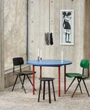 Two-Colour Round Dining Table - Maroon red, Blue