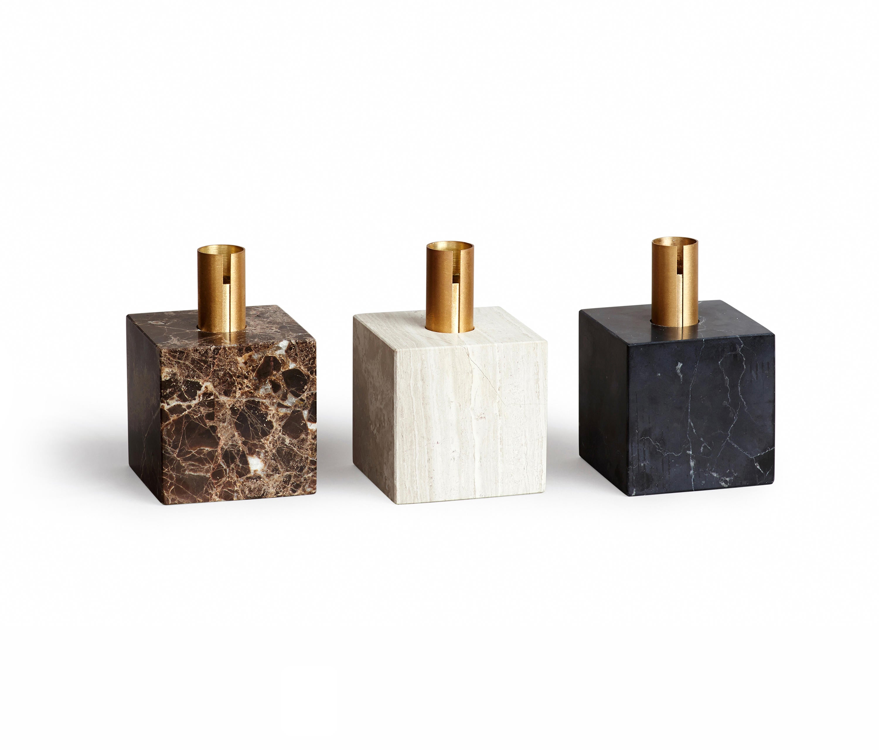 Block Candle Holder - Black Marquina