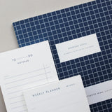 Large Notebook - Check Dark Blue