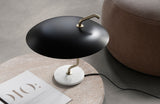 Model 537 Lamp - Brass structure, Black reflector, White marble base