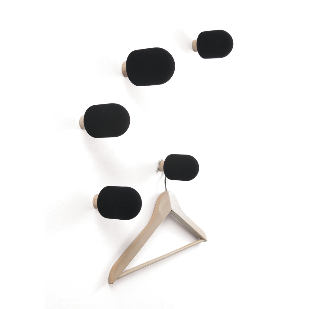 Micro Coat Hooks - Black (set of 5)
